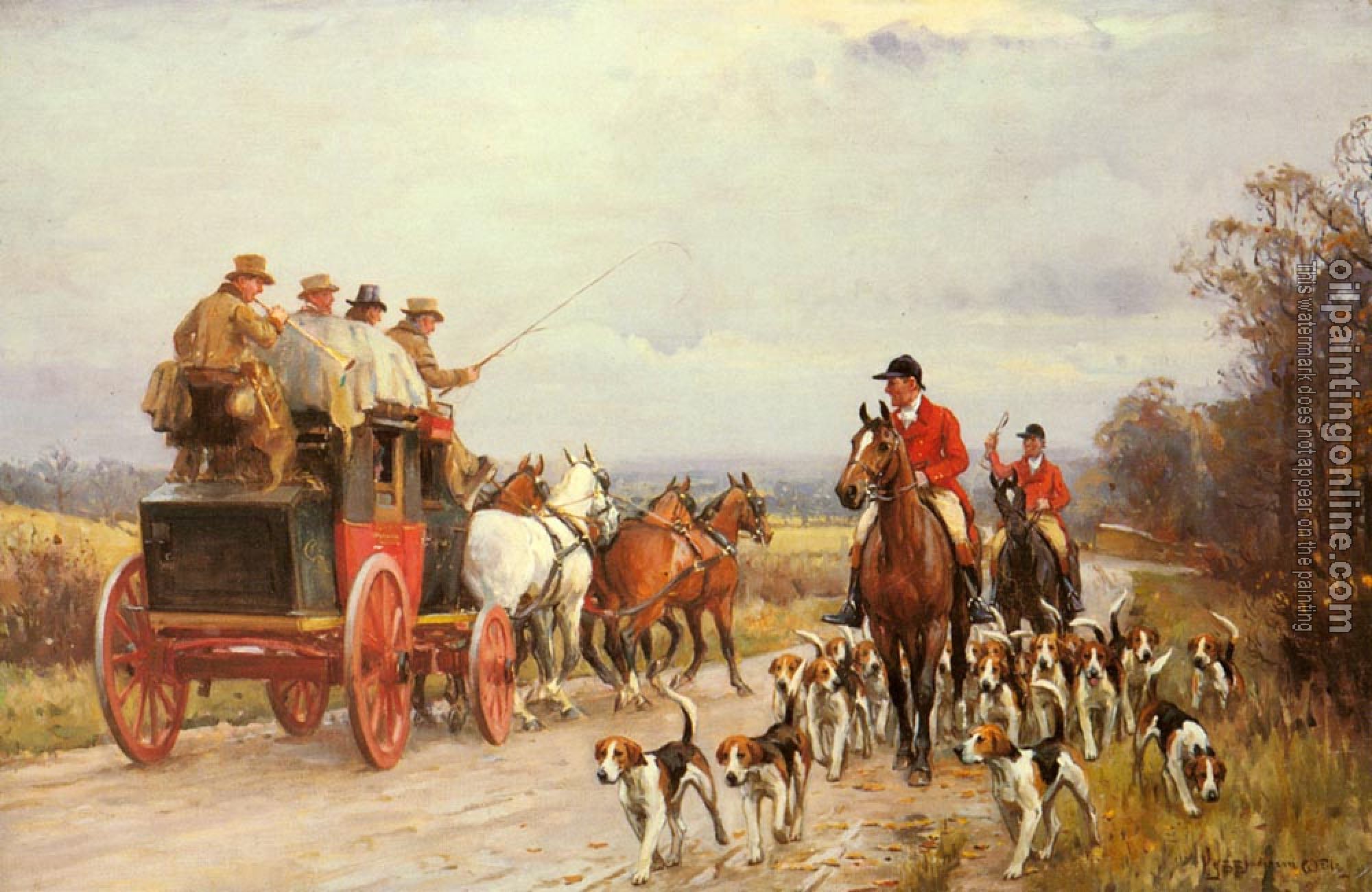 Wells, John Sanderson - A Hunt Passing a Coach